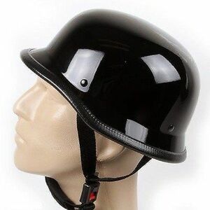German Style Gloss Black Motorcycle Half Helmet, New, Size XL